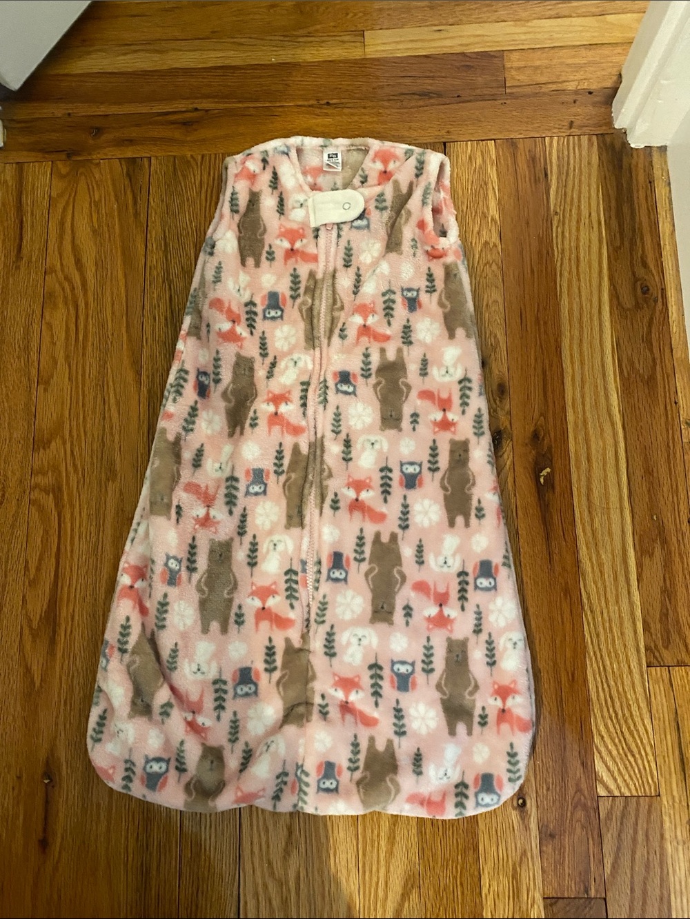 Cozy Pink Woodland Sleep Sack with Fox & Owl Print 6-12 months